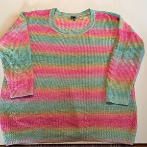 torrid Pastel Striped Crewneck Sweater in Pink & Mint